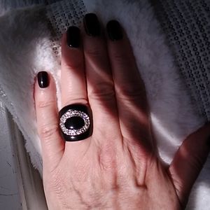 Acrylic ring with Swarovski crystals.